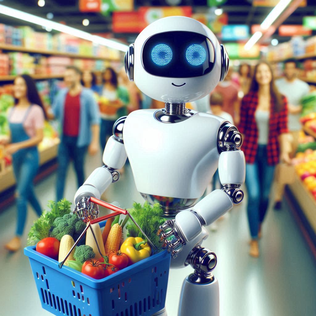 Ein Roboter, der Einkaufen geht